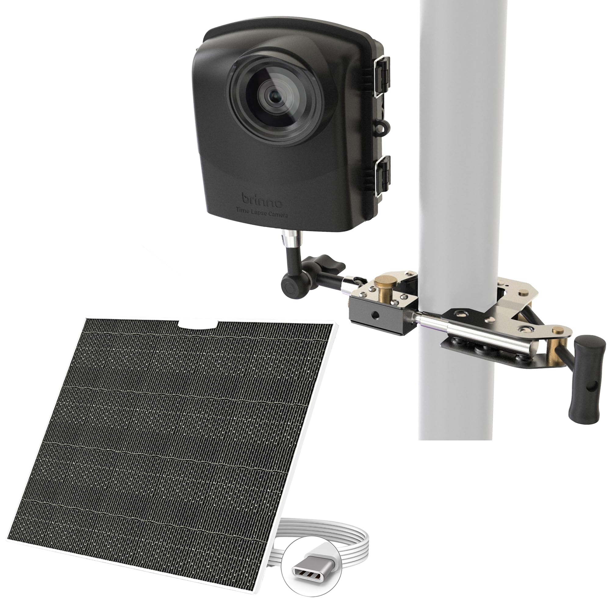 Brinno BCC2000 Plus + ASP1000-P Construction Camera and Solar Panel Kit Bundle | Includes: Full HD TLC2000 Time Lapse Camera, 32-ft Extender for Laptop/Tablet
